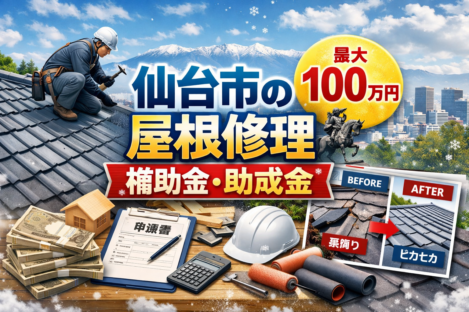 仙台市の屋根修理で使える補助金・助成金まとめ