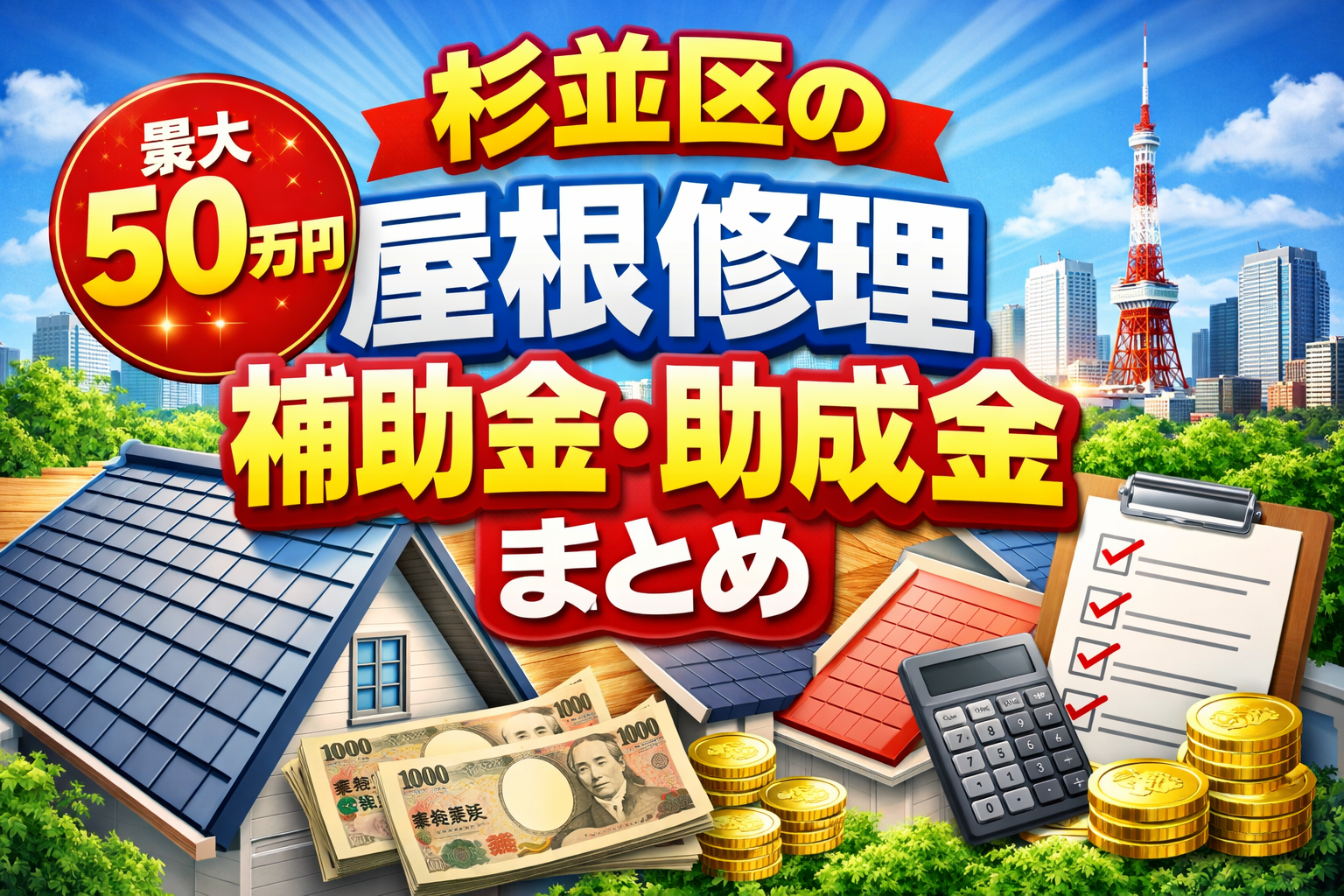 杉並区の屋根修理の補助金・助成金まとめ