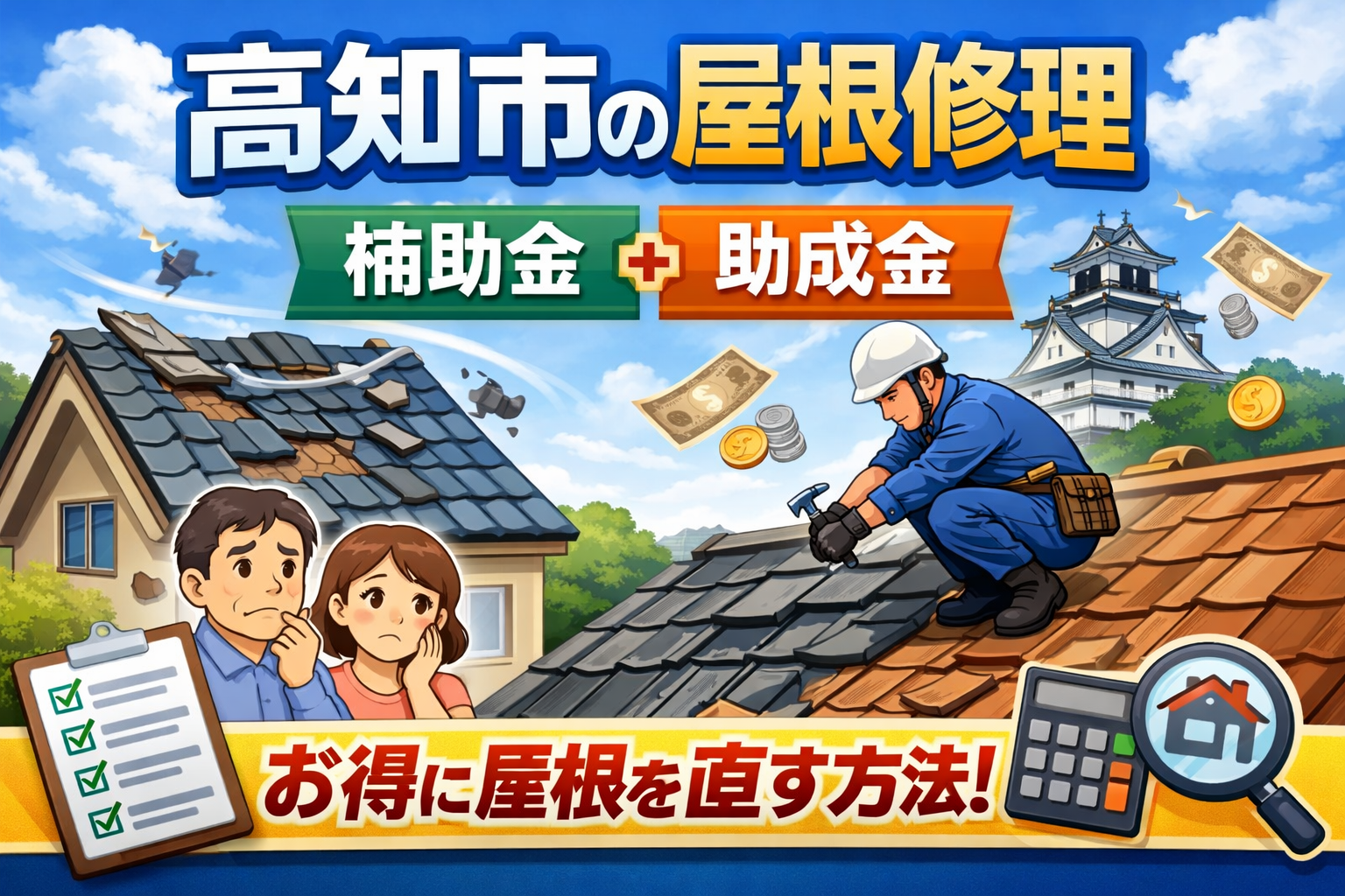高知市の屋根修理で使える補助金・助成金