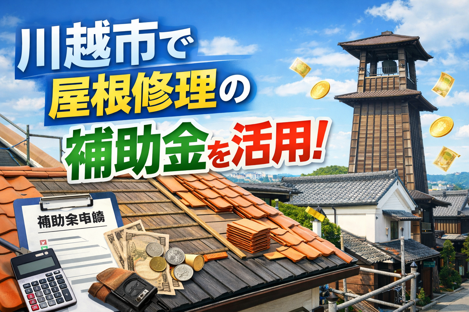 川越市の屋根修理の補助金・助成金を活用！