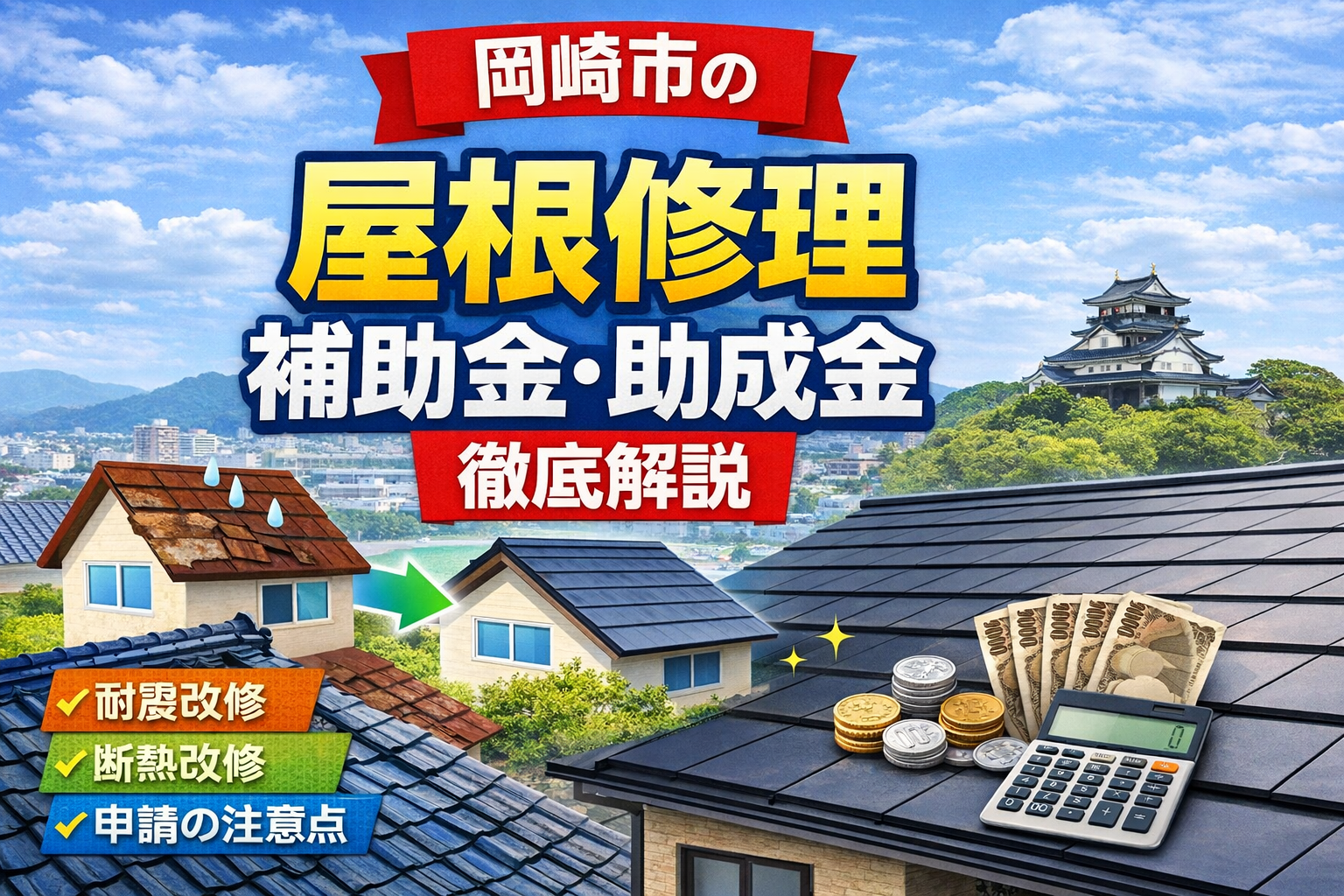 岡崎市の屋根修理の補助金・助成金を徹底解説