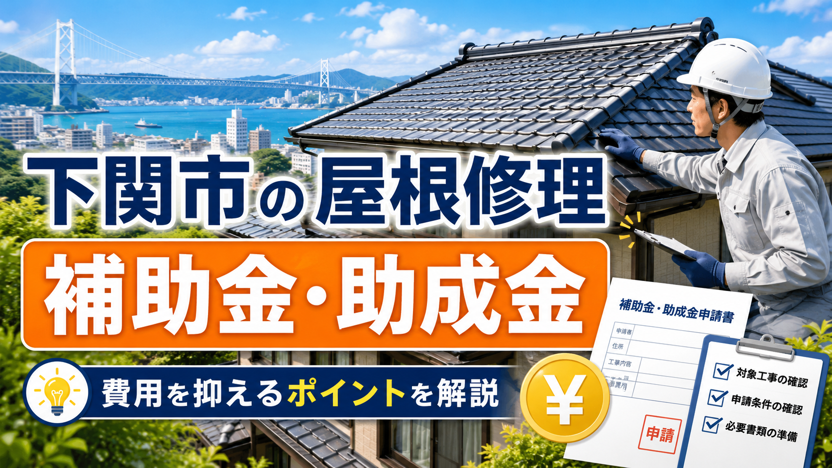下関市の屋根修理補助金ガイド｜耐震改修・空き家改修・火災保険まで解説