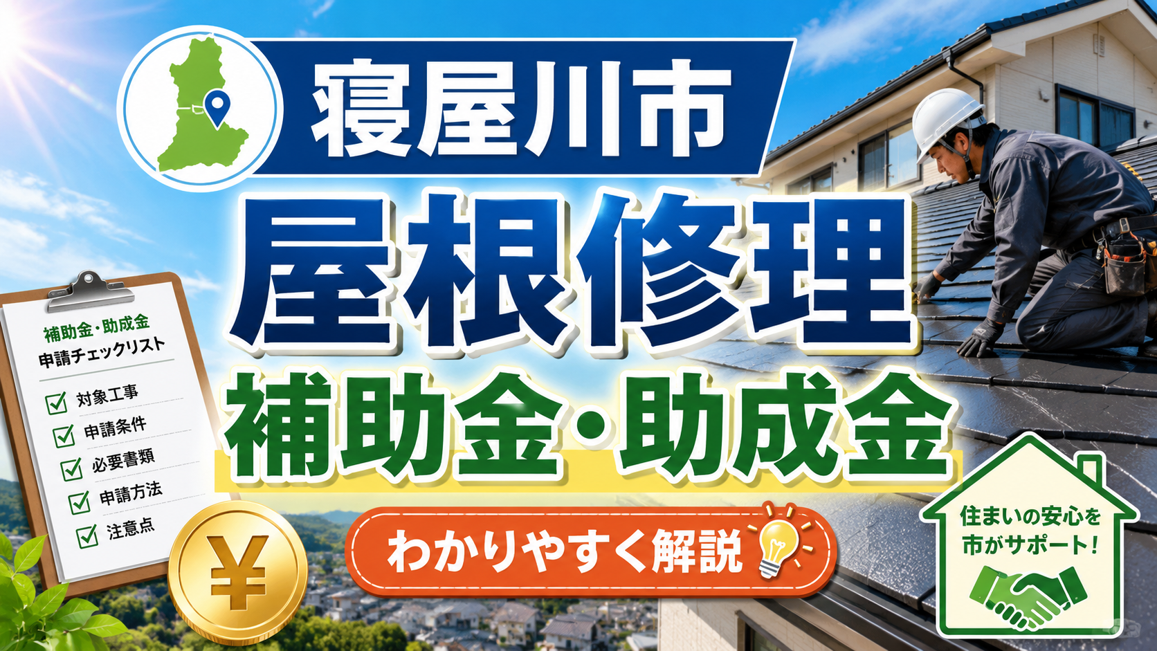 屋根修理を寝屋川市で安くする方法｜補助金・助成金と見積もり比較のポイント